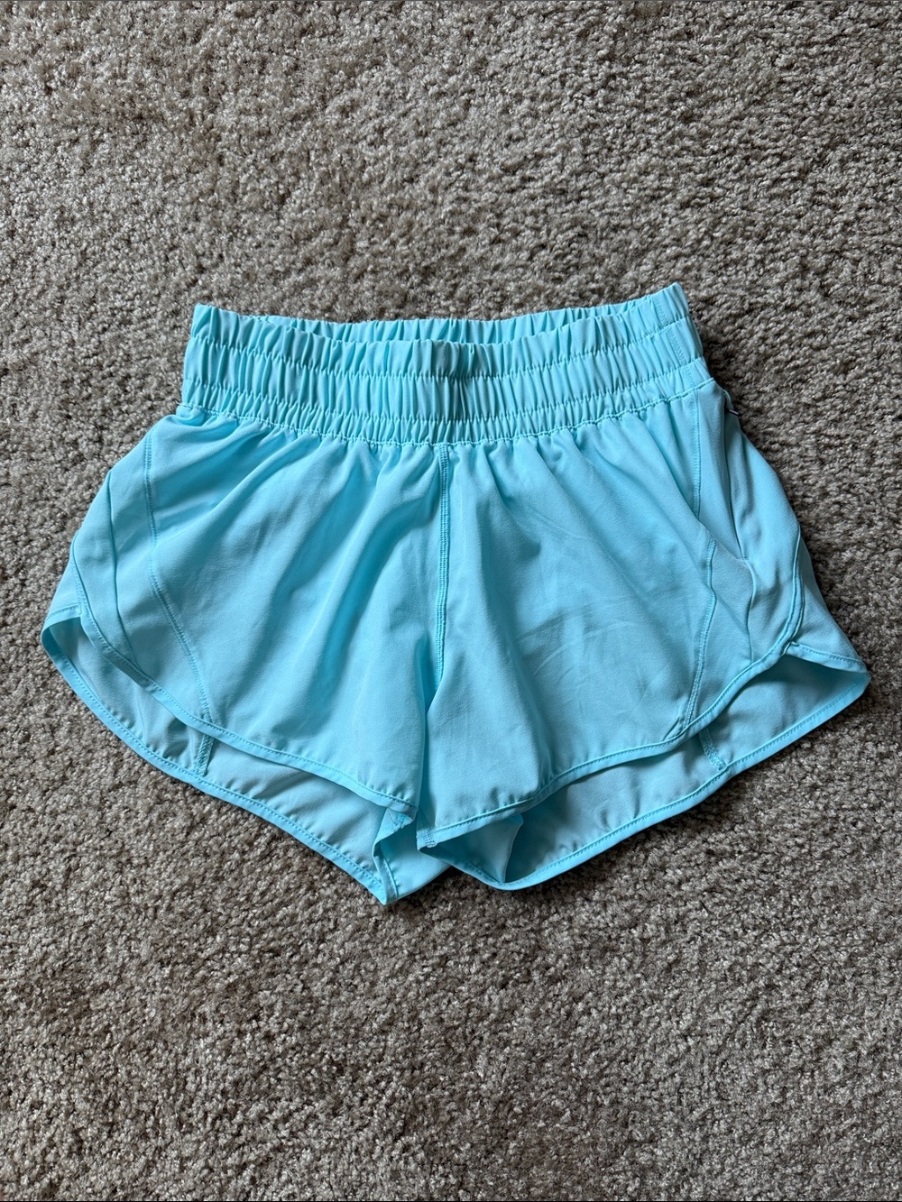 Aqua blue running shorts size small lined one zipper pocket turquoise